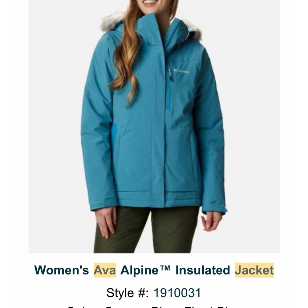 Columbia Ava Alpine Ski Jacket Insulated Blue